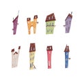 Vibrant houses on white background. Vector illustration cartoon style Royalty Free Stock Photo