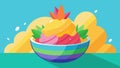 The vibrant hues of pineapple mango and strawberry nieve melting together in a rainbow of flavors.. Vector illustration.