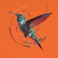 Vibrant Hummingbird in Flight, Digital Art