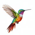 Vibrant Hummingbird in Flight Isolated on White Background. Generative ai Royalty Free Stock Photo