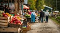 The vibrant hustle and bustle of an Amish marketplace