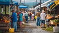 The vibrant hustle and bustle of an Amish marketplace