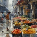 The vibrant hustle of a street market