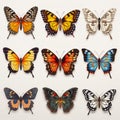 Vibrant Hyper-realistic Butterfly Set On Plain Background Royalty Free Stock Photo