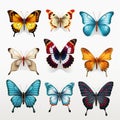 Vibrant Hyper-realistic Butterfly Vector Illustrations