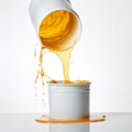 Vibrant Hyper-realistic Oil Painting: Yellow Liquid Pouring Out Of A Bucket