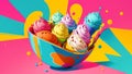 Vibrant Ice Cream Delight.AI Generated