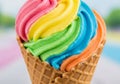 Of vibrant ice cream or frosting in rainbow colors: pink, yellow, Royalty Free Stock Photo