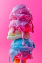 Vibrant ice cream scoops stacked in soft lighting Royalty Free Stock Photo