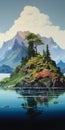Island Serenity: A Japanese-inspired Painting Of Nature\'s Essence