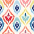 Vibrant Ikat Pattern In Light Beige And Navy - Eye-catching Embroidery