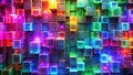 Vibrant, illuminated cube array a colorful, abstract 3d geometric design featuring glossy, translucent blocks in a varied spectrum