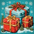 illustration of a christmas gift boxes with ribbon Royalty Free Stock Photo