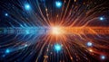 vibrant illustration of binary code streams flowing through glowing neural network, showcasing dynamic energy and connectivity Royalty Free Stock Photo