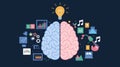 Brain Hemispheres With Light Bulb Represents Creativity and Logical Thinking Royalty Free Stock Photo