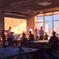 Innovative Team Meeting in Sunlit Office