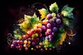 A vibrant illustration capturing the luscious beauty of grapes, showcasing their juicy and plump form in a delightful