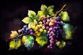 A vibrant illustration capturing the luscious beauty of grapes, showcasing their juicy and plump form in a delightful