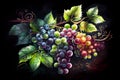 A vibrant illustration capturing the luscious beauty of grapes, showcasing their juicy and plump form in a delightful