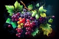 A vibrant illustration capturing the luscious beauty of grapes, showcasing their juicy and plump form in a delightful