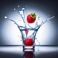Vibrant illustration created by AI generator of fruit cocktail with splashing water