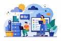 A vibrant illustration depicting cloud backup for big data, showcasing technology use in data management, Cloud backup for big Royalty Free Stock Photo