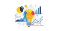 Business Idea Generation and Data Analysis Concept with Lightbulb and Charts Royalty Free Stock Photo