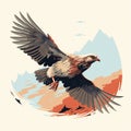 Vibrant Illustration Of An Eagle In Flight Over Majestic Mountains Royalty Free Stock Photo