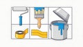 Painting and DIY Home Renovation Tools Illustration Set Royalty Free Stock Photo