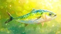 Vibrant Yellowtail Tuna Underwater Illustration, Swimming in Sunlight Royalty Free Stock Photo