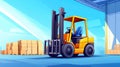 A vibrant illustration of a forklift in action, expertly loading goods in a modern warehouse setting Royalty Free Stock Photo