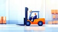 A vibrant illustration of a forklift in action, expertly loading goods in a modern warehouse setting Royalty Free Stock Photo