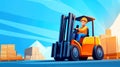 A vibrant illustration of a forklift in action, expertly loading goods in a modern warehouse setting Royalty Free Stock Photo