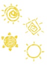 Vibrant illustration of four suns against a white background Royalty Free Stock Photo