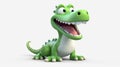 Vibrant illustration of a friendly cartoon crocodile, exuding joy and playfulness