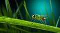 Vibrant Illustration Of Green Mosquito On Grass Background