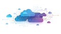 A vibrant illustration of interconnected clouds representing modern cloud computing technology Royalty Free Stock Photo