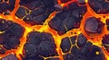 The vibrant illustration of lava cracks and molten rocks is a dynamic a