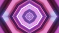 Vibrant illustration of neon purple toned kaleidoscope background