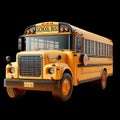 School Bus isolated on Black background transportation education illustration Design