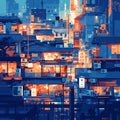 Vibrant Tokyo Street Scene - Urban Life Illustrated