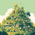 Eco-Friendly Living Tower, Sustainable Future Illustration Royalty Free Stock Photo