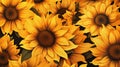 A vibrant illustration showcasing a charming background of sunflowers. Generative AI.