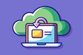 A vibrant illustration showing a laptop syncing data to a cloud, emphasizing customizable cloud storage solutions and modern Royalty Free Stock Photo