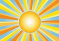 A vibrant illustration of a stylized sun with a glowing center and radiating rays. The rays Royalty Free Stock Photo