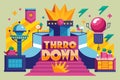 Vibrant illustration with Throwdown stage, props, decorations, Throw down Customizable Flat Illustration Royalty Free Stock Photo