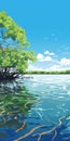 Vibrant Mangrove Illustration With Detailed Marine Views