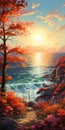 Vibrant Illustrations Of Majestic Autumn Seascapes