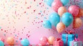 Joyful Birthday Bash with Colorful Balloons, Gifts, and Space for Text on a Horizon Background - Perfect for Child Celebrations! Royalty Free Stock Photo