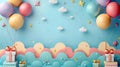 Joyful Birthday Bash with Colorful Balloons, Gifts, and Space for Text on a Horizon Background - Perfect for Child Celebrations! Royalty Free Stock Photo